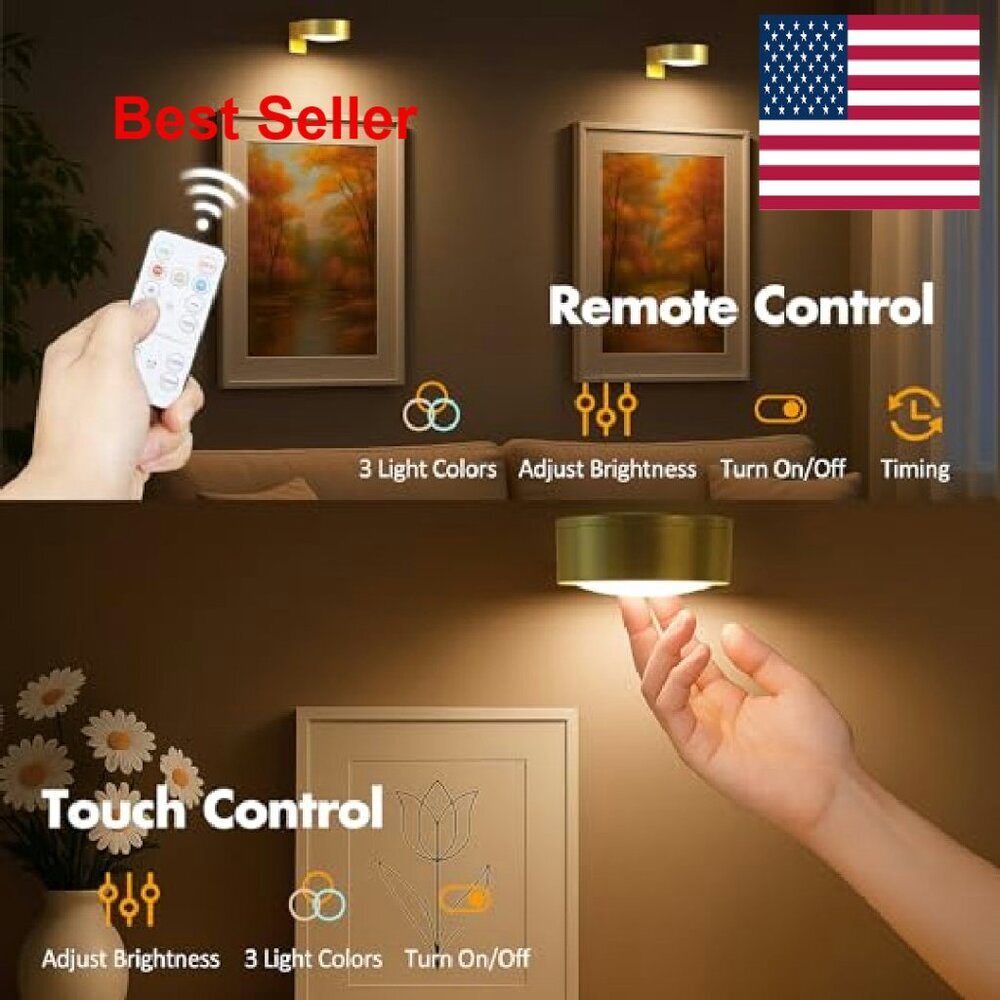 Magnetic LED Picture Lights Remote Dimmable Timer Art Display Wall Decor - Picture 6 of 7